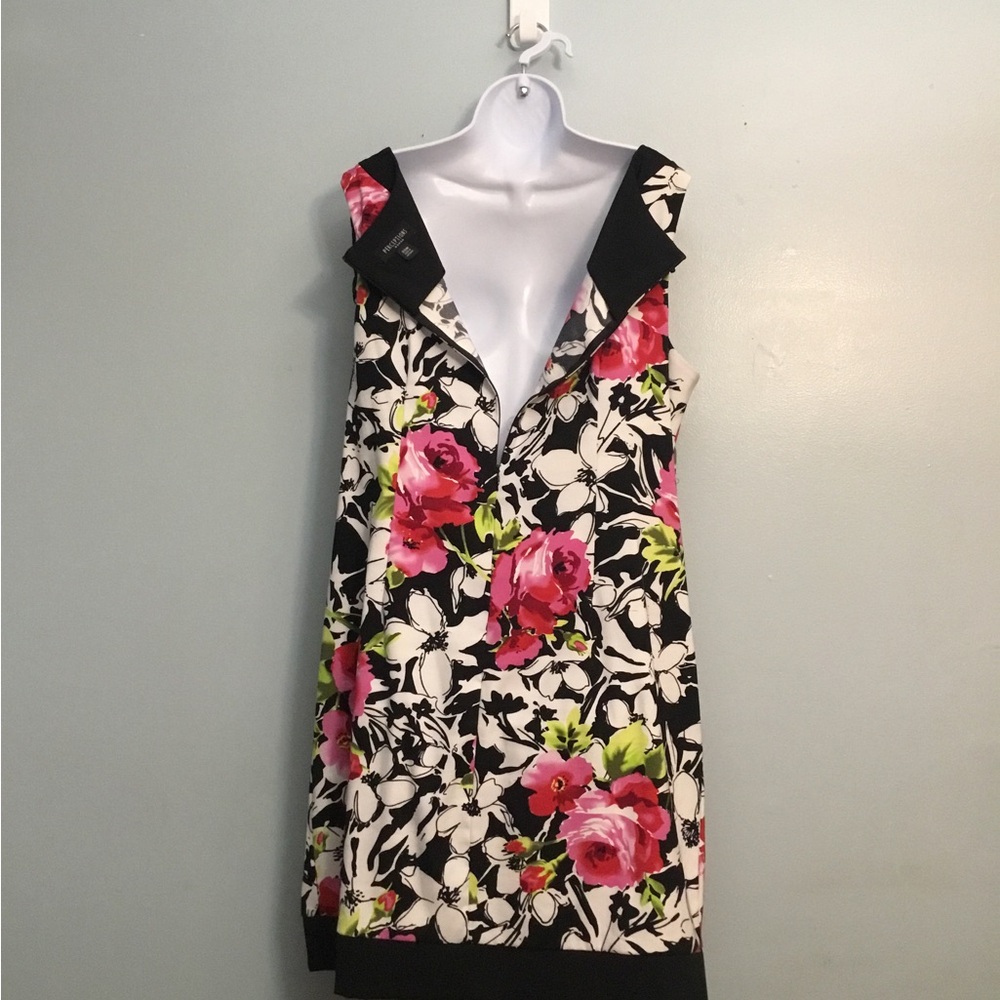 Perceptions Floral Mini Dress in Black with Pink and Green Accents - Picture 7 of 15